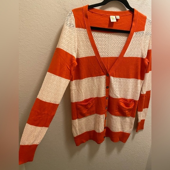 Anthropologie Little Yellow Bird Striped Crochet Cardigan Size M New W/O Tag - Picture 7 of 9